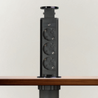 Delight 20430BB 230V Süllyeszthető elosztó 3 aljzatos 1.5m - Fekete