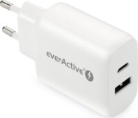 EverActive SC-370Q USB-A / USB-C Hálózati töltő - Fehér (25W)