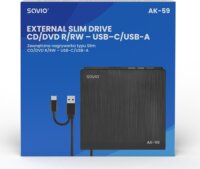 Savio AK-59 Külső USB-A/USB-C CD/DVD Író - Fekete