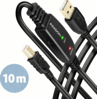 Axagon ADR-210B USB-A apa - USB-B apa 2.0 Aktív Jelerősítő kábel - Fekete (10m)