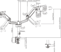 Gembird MA-DA2P-01 17"-32" LCD TV/Monitor asztali tartó kar - Fekete (2 kijelző)