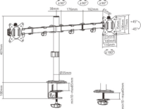 Gembird MA-D2-01 17"-32" LCD TV/Monitor asztali tartó kar - Fekete (2 kijelző)