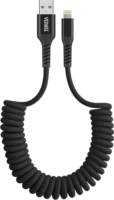 Yenkee YCU 502 USB-A apa - Lightning apa 2.0 Spirálos Adat és töltő kábel - Fekete (1,5m)
