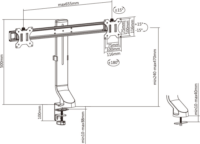 ACT AC8322 10"-27" LCD TV/Monitor asztali tartó kar - Fekete (2 kijelző)