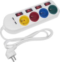 Maclean 250V elosztó 4 aljzatos 1.5m - Fehér