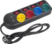 Maclean 250V elosztó 4 aljzatos 1.5m - Fekete