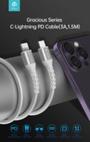 Devia Gracious USB-C apa - Lightning apa 2.0 Adat és töltő kábel - Fehér (1.5m)