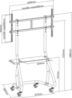 Techly ICA-TR38 60"-105" LCD TV/Monitor gurulós tartó - Fekete (1 kijelző)