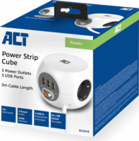 ACT AC2410 230V Túlfeszültség védő elosztó 3 aljzatos 3m - Fehér