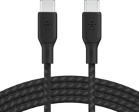 Belkin Braided USB-C apa - USB-C apa 2.0 Adat és töltő kábel - Fekete (3m)