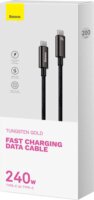 Baseus Tungsten Gold USB-C apa - USB-C apa 3.0 Adat és töltő kábel - Fekete (2m)
