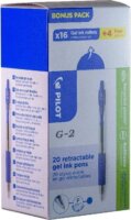 Pilot G-2 Nyomógombos zseléstoll készlet - 0.25mm / Kék (20 darabos)