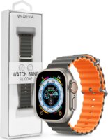 Devia Deluxe Series Apple Watch S4/S5/S6/S7/S8/S9/SE Szilikon Sport Szíj 42/44/45/49mm - Szürke/Narancssárga