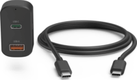 Hama FIC E3 USB-A / USB-C Autós töltő + USB-C Kábel - Fekete (65W)