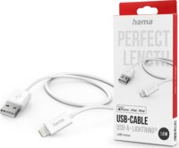 Hama 201581 USB-A apa - Lightning apa 2.0 Adat és töltőkábel - Fehér (1.5m)