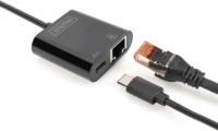 Digitus DN-3027 USB-C apa - USB-C/RJ45 anya Adapter