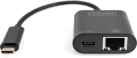Digitus DN-3027 USB-C apa - USB-C/RJ45 anya Adapter