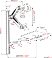Digitus DA-90451 32" LCD TV/Monitor fali tartó billentyűzettálcával - Fehér/Fekete (1 kijelző)