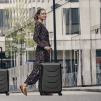 Wenger Prymo Medium Keményfedeles négykerekű bőrönd - Fekete