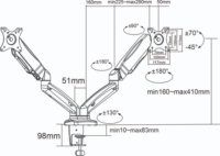 Nedis 15"-32" LCD TV/Monitor asztali tartó - Fekete (2 kijelző)
