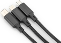 Digitus AK-300160-010-S USB-A apa - Lightning/Micro USB/USB-C apa iPhone Töltőkábel - Fekete (1m)