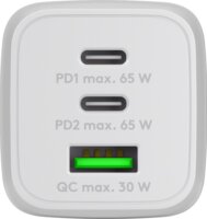 Goobay 64754 2x USB-C / USB-A Hálózati Gyorstöltő Adapter 65W - Fehér