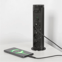 Delight 20453B Motoros rejtett elosztó 3 aljzatos 1.5m - Fekete