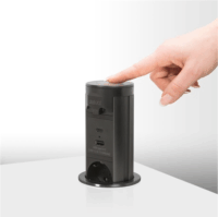 Delight 20453B Motoros rejtett elosztó 3 aljzatos 1.5m - Fekete