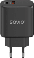 Savio LA-06/B USB-C / USB-A Hálózati Gyorstöltő Adapter 30W - Fekete