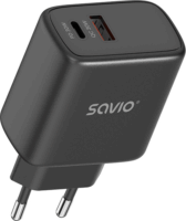 Savio LA-06/B USB-C / USB-A Hálózati Gyorstöltő Adapter 30W - Fekete