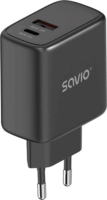 Savio LA-06/B USB-C / USB-A Hálózati Gyorstöltő Adapter 30W - Fekete
