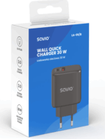 Savio LA-06/B USB-C / USB-A Hálózati Gyorstöltő Adapter 30W - Fekete
