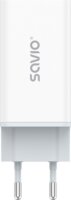 Savio LA-07 GaN 2x USB-C / USB-A Hálózati Gyorstöltő Adapter 65W - Fehér