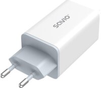 Savio LA-07 GaN 2x USB-C / USB-A Hálózati Gyorstöltő Adapter 65W - Fehér