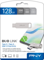 PNY Duo Link USB-A / C 3.2 Gen 1 128GB Pendrive - Ezüst