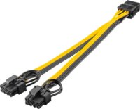 Goobay 8pin anya - 2x 6+2pin apa PCIe Tápegység kábel 0.46m - Fekete/Sárga