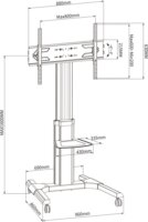 Techly 366198 50"-92" LCD TV/Monitor mobil padlóállvány - Ezüst (1 kijelző)