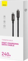 Baseus Tungsten Gold USB-C apa - USB-c apa Adat és töltő kábel - Fekete (1m)