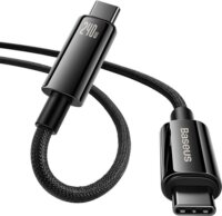 Baseus Tungsten Gold USB-C apa - USB-c apa Adat és töltő kábel - Fekete (1m)