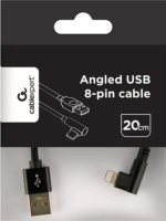 Cablexpert CC-USB2-AMLML-0.2M USB-A apa - Lightning apa 2.0 iPhone töltőkábel - Fekete (0.2m)
