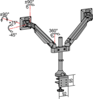 Multibrackets M Vesa 15"-32" LCD TV/Monitor asztali tartó - Fekete (2 kijelző)