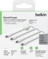 Belkin BoostCharge Twin Pack USB Type-C apa - USB Type-C apa Adat és töltő kábel - Fehér (1m)