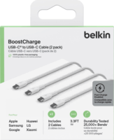 Belkin BoostCharge Twin Pack USB Type-C apa - USB Type-C apa Adat és töltő kábel - Fehér (1m)