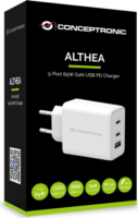 Conceptronic ALTHEA12W 2x USB-C / USB-A Hálózati Gyorstöltő Adapter 65W - Fehér
