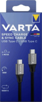 Varta Speed USB Type-C apa - USB Type-C apa Adat és töltő kábel - Fekete (2m)