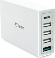 Fantec QC3-A51 USB-C / 4x USB-A Hálózati Gyorstöltő Adapter 40W - Fehér