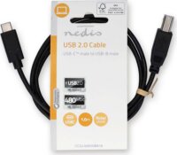 Nedis USB-C 2.0 apa - USB-B 2.0 apa kábel - Fekete (1m)
