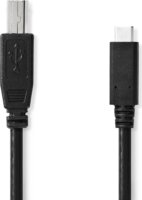 Nedis USB-C 2.0 apa - USB-B 2.0 apa kábel - Fekete (1m)