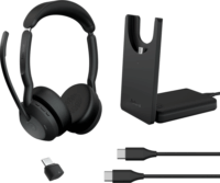 Jabra Evolve2 55 (Microsoft Teams) (USB-C) Wireless Headset + Állvány - Fekete