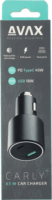 AVAX CC663B CARLY+ 63W USB-C / USB-A Autós töltő - Fekete (5V / 3A)